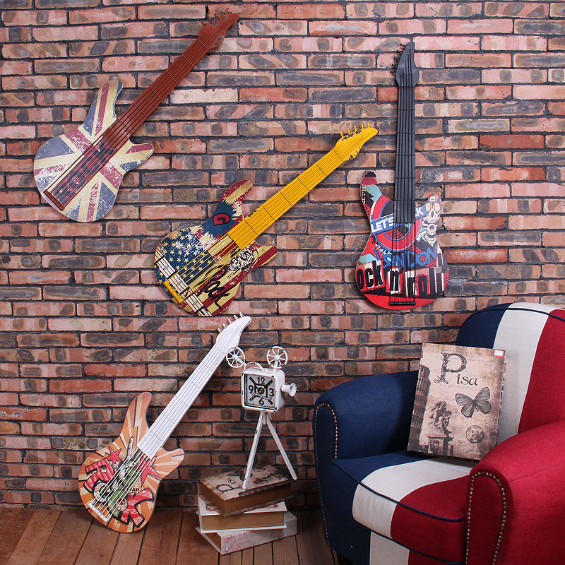 复古铁艺吉他墙饰创n意墙面装饰居家装饰品咖啡厅壁饰酒吧墙壁挂