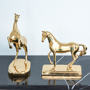 北欧轻奢纯铜马摆件马到q成功书房开业礼物新居礼品全铜家居装饰