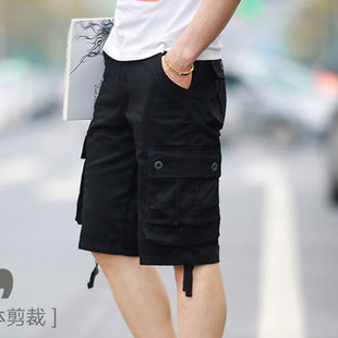 男中裤 宽松五分短裤 沙滩多口袋运动休闲马裤 七分工装 子 夏季 裤 大码