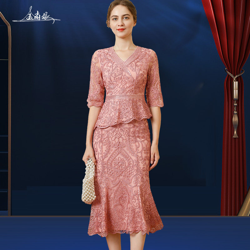 婚礼妈妈装礼服两件套喜婆婆婚宴装套裙高贵婚庆丈母娘婚宴服年轻