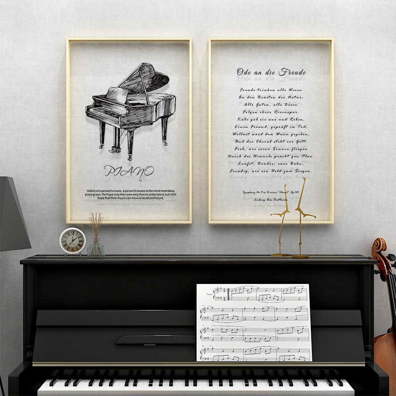 现代简约透明画音乐教室布置挂画钢琴房装饰画客厅工作室摆件壁画