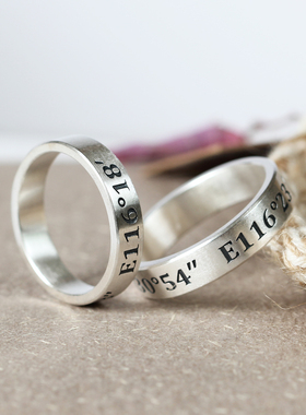 DIY刻字999纯银戒指情侣对戒男女时尚个性生日礼物
