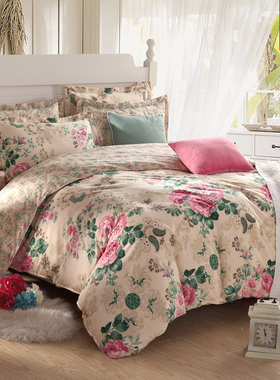 清新田园100%纯棉四件套1.5 1.8x2 2x2.3 2.P2x2.4米纯棉被套床品