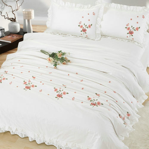 被套单件双人被罩刺绣全棉200x230纯棉绣花外贸白色春秋220x240cm