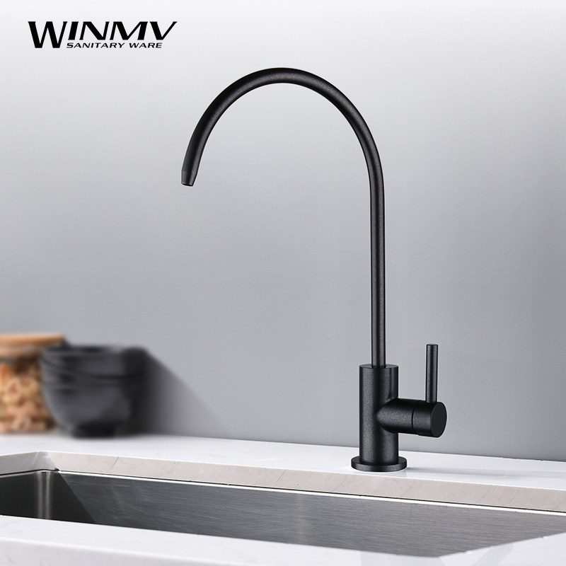 WINMV 厨房304不锈钢净水机龙头黑色净水器家用直饮水龙头2分单冷