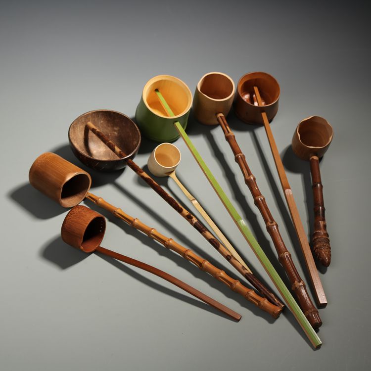 竹根长柄茶勺竹制酒m提子水勺日式分茶勺浇花水瓢酒勺器环保打酒