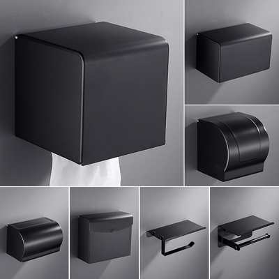 黑色卫生纸盒卫生间纸巾厕纸置z物架厕所免打孔创意防水抽纸卷纸
