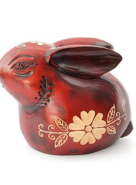 生肖兔子大号零钱存钱罐s木雕可爱纸币储蓄罐创意生日礼品摆件