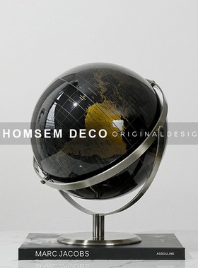 现代简约创意软装饰品金属地球仪家居客I厅玄关样板房间办公室摆