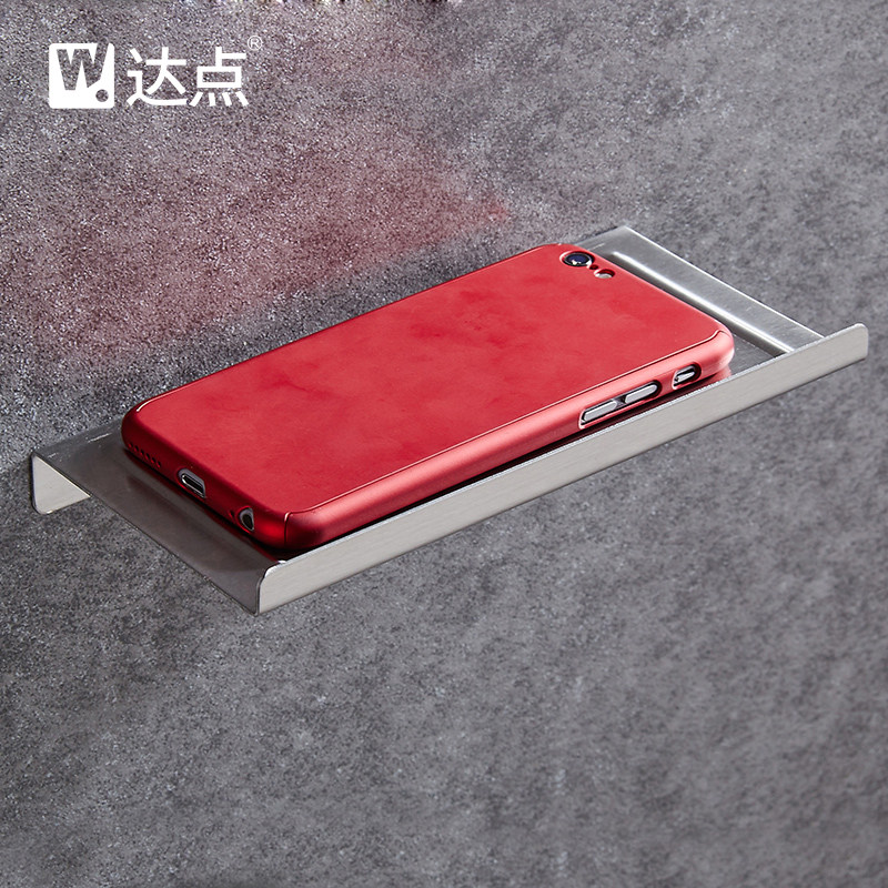 不锈钢卫生间手机置物p架洗手间浴室托盘隔板免打孔厕所壁挂置物