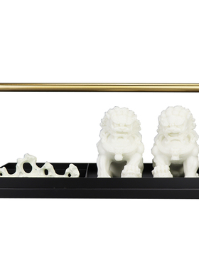 新中式提篮托盘分格m盒摆件简约现代样板房客厅茶几白狮子软装饰