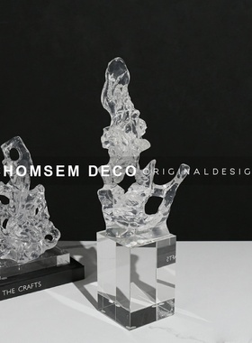 现代简约水晶摆件样板房间软装饰品家居K客厅书房玄关柜售楼处摆