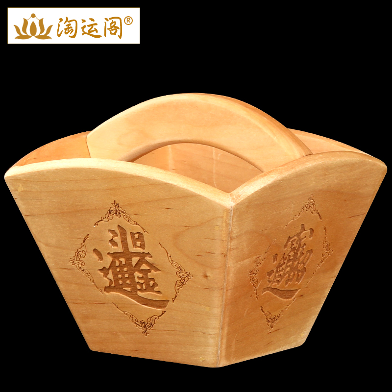 桃木财斗金日进斗金摆件金银满斗四G方米斗实木聚宝盆家居摆设