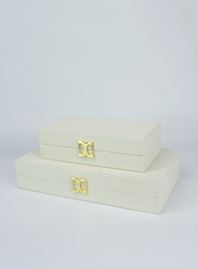 现代简约皮质首饰盒摆件样板房客厅卧室床头柜收纳装饰盒轻奢饰品