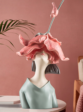 创意北欧艺术人物摆件可爱少女客厅电G视柜酒柜卧室现代家居装饰