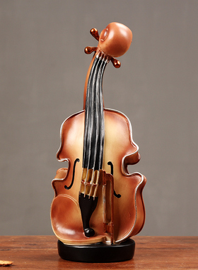 欧式复古小提琴j装饰品摆件现代家居客厅电视柜酒吧乐器工艺品摆
