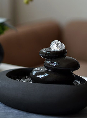 陶迷禅意枯山水流l水器喷泉摆件客厅招财加湿器家居陶瓷装饰工艺