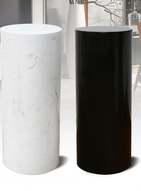 圆柱型圆型玄关落地大理石工艺品摆件基座酒店会所雕W塑展示底座
