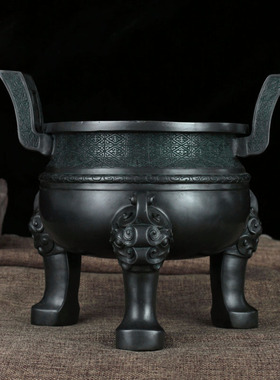 纯铜楚大鼎摆件家居铜鼎s摆件铜制品纯铜手工客厅装饰品鼎香炉摆