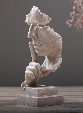 简约现代创e意沉默是金工艺品摆件北欧雕塑办公室客厅艺术品装饰