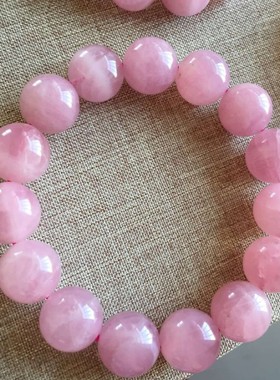 天然粉水晶手链 大颗粒马粉手串粉晶粉色饰品女礼物招桃花仙女款