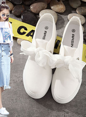 春季潮流帆布鞋女2021新款百搭韩版F白鞋子内增高女学生街拍小白
