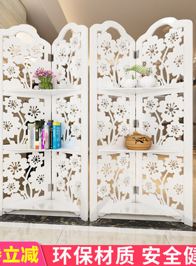 屏风隔断时尚玄关白色折屏雕花客厅卧室酒店简约现代镂空折叠移动