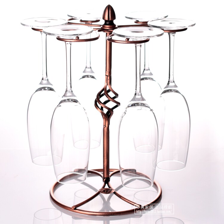 包邮 欧式红酒架 铁艺挂杯架创意葡萄杯架高脚杯架 古铜色可挂6只