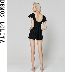 黑色运动遮肉泳装 冬季 显瘦遮肚2021新款 连体保守泳衣女泡温泉大码