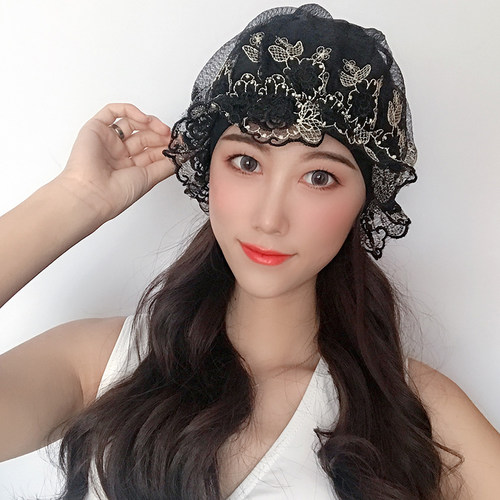 2021新款韩国蕾丝泳帽女pu布料微防水H长短发护耳不勒头时尚泡温
