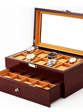 高档木质手表盒 男女机械腕表收纳盒收藏盒双层开窗展示Y箱20表位