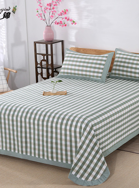 纯棉老粗布床单三件套全棉加厚老粗布凉席双人1.5m1S.8m床夏季席