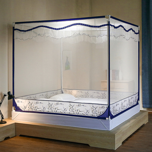 蚊帐防摔儿童家用加厚加密支架固定2021年新款 1.5m1.8米拉链纹账2