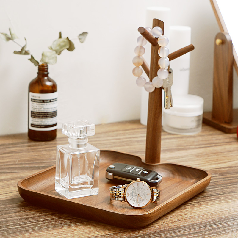 北欧木质创意摆件进门玄r关钥匙收纳盒客厅桌面置物架首饰挂钩摆