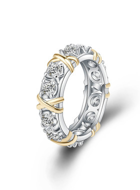 Young热卖欧j美镀金分色镶嵌锆石戒指 时尚豪华潮流女戒 首饰品