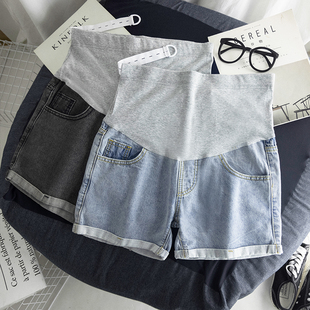怀孕期外穿潮妈三分裤 宽松显瘦短裤 休闲薄款 夏季 牛仔裤 夏天孕妇裤