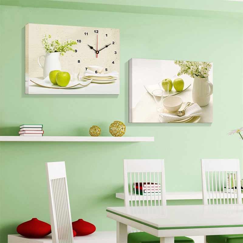 餐厅装饰画现代简约歺厅风景挂画无框画挂钟表北欧卧室电表箱壁画图片
