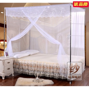 单开门蚊帐1.8米1.5m老式 方防尘布顶支架落地家用纹账传统2米大床