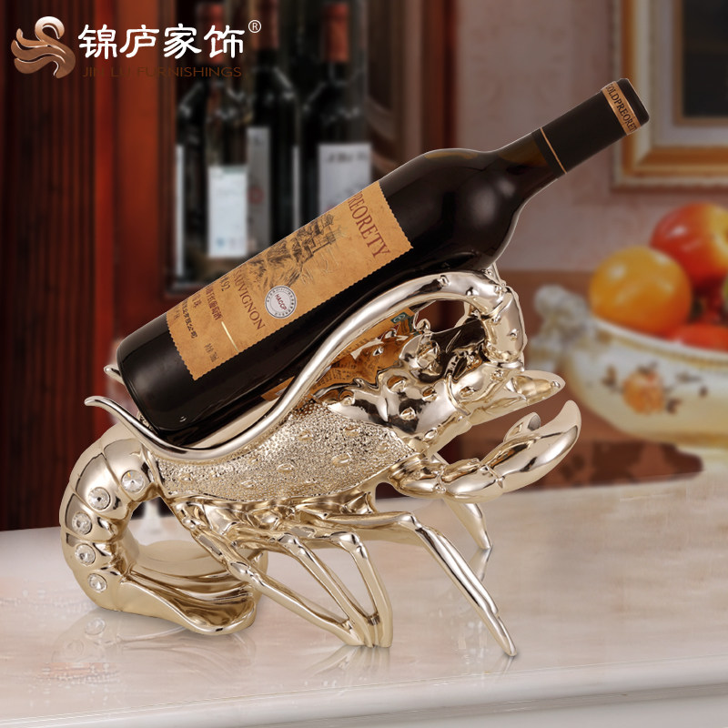 龙虾红酒架摆件高级感小众斜放架托客厅酒柜软装饰品Y乔迁新房礼