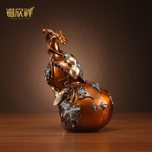 饰品客厅玄Q关办公室桌面工艺 铜欣祥彩铜多子福禄葫芦摆件家居装