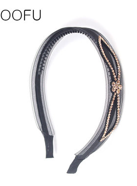 闪亮网纱水钻g发箍带齿 韩国防滑超仙水晶水钻头箍 女压发刘海发