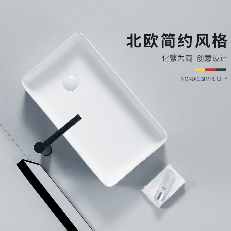 台上盆侧边排下水陶o瓷洗手盆阳台洗衣盆家用左右侧后排偏口洗脸