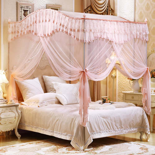 加高落地蚊帐1.k5m1.8m床加密三开门不锈钢支架公主风宫廷双人家