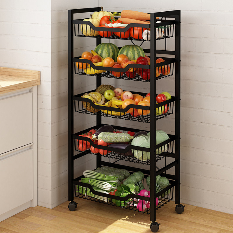 厨房蔬菜置物架菜篮子多层落地水果收纳筐家用储物架小推车可移动,厨房/烹饪用具,果蔬置物架/篮/框,淘宝优惠券,粉丝福利购,淘宝优惠卷
