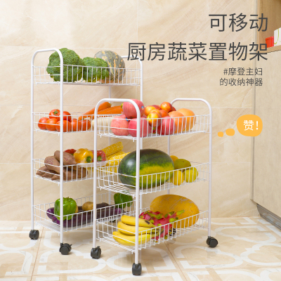 厨房置物b架落地多层带轮子可移动小推车收纳架置地式用品家用大