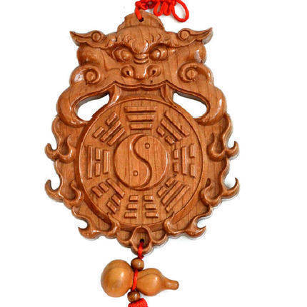 桃木兽头八卦镜葫芦挂件木雕化卫生间厕所对大门对门卧室门污口,家居饰品,木雕,淘宝优惠券,粉丝福利购,淘宝优惠卷