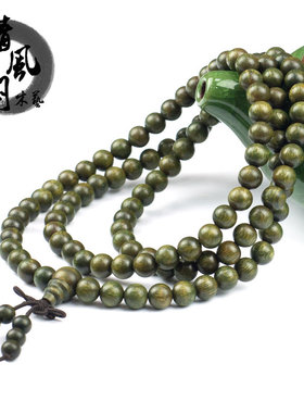 天然绿檀手串108颗手链 檀香沉香木佛珠 6/8/10mm男女款情侣项链