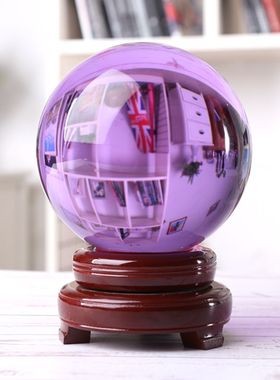 紫色水晶球摆件圆l球紫水晶家居装饰品客厅玄关办公桌摆件乔迁送