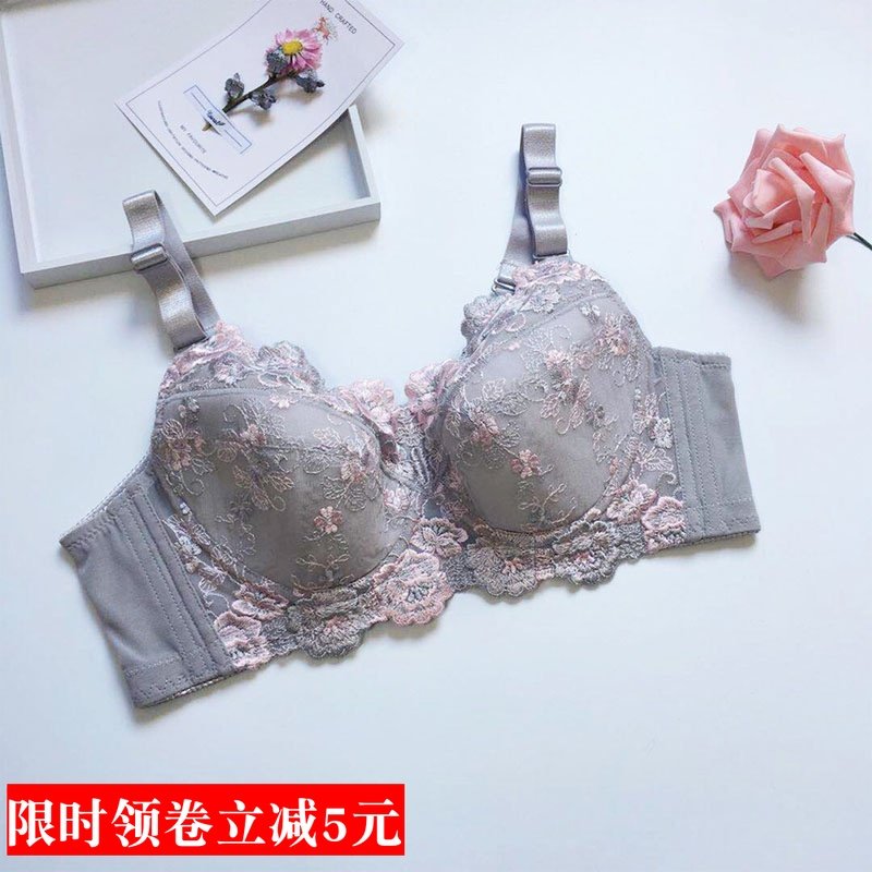 女士大码薄款内衣全包调q整型聚拢上托文胸胖mm大胸显小全罩杯胸