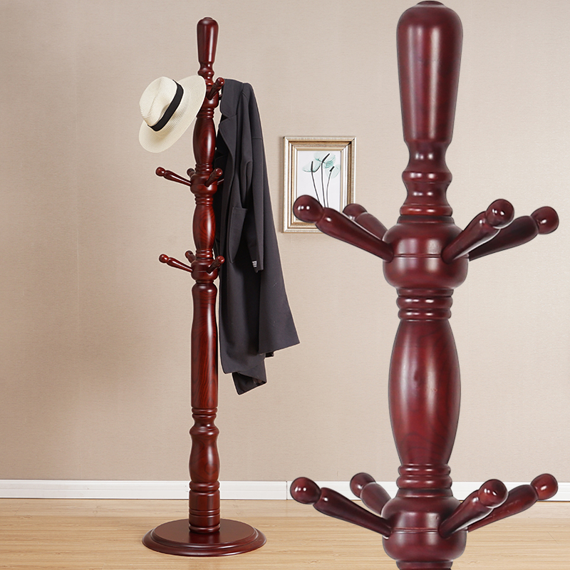 简约实木衣帽架落地式挂衣架现代卧室家用衣服架单杆立式组装衣架